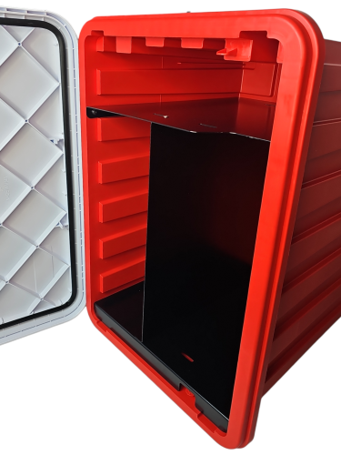 Daken Schlauchkasten PP rot/weiß F 685x500x500 mm inkl. Ständer